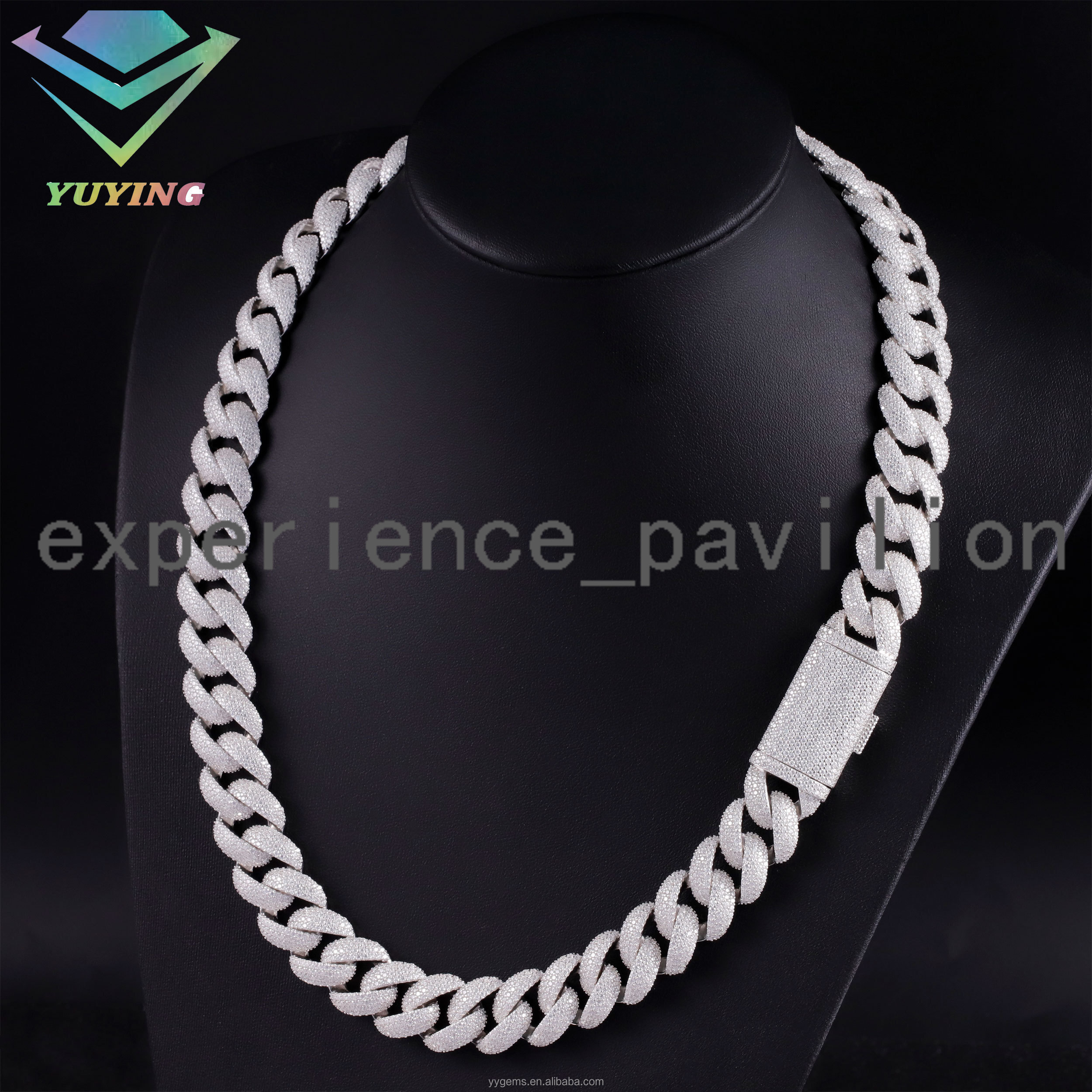 Hot-sale 17 mm Curved Diamond Cuban Link Chian Vvs Moissanite Pass Diamond Tester 925 Silver Fine Jewelry Necklaces for Men