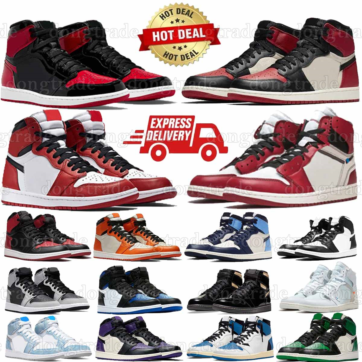 Designer Basketball 1s High Cut Chaussures Man Femmes True Blue Trophy Room Chicago Red High Og Smoke Grey Hyper Starfisf Sneakers Sports Trainer