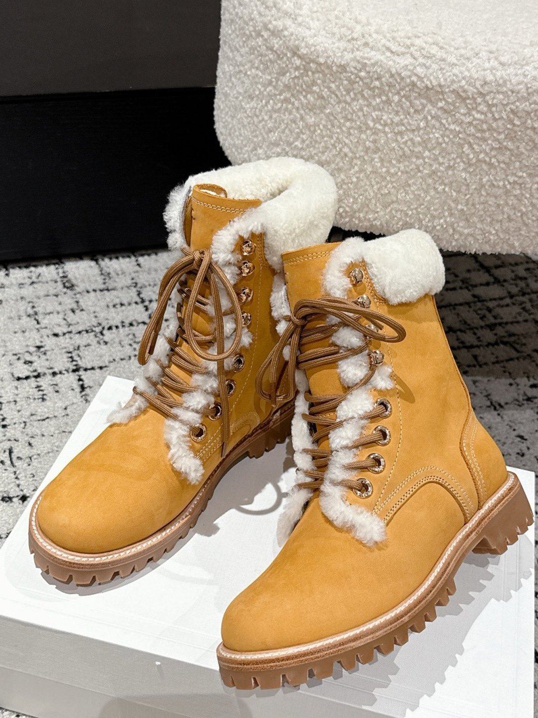 Kurt mi-mollet bottes à lacets 361824362 bottes de chevalier pour hommes bottes de neige couple bout rond coutures grossières contrastées semelle