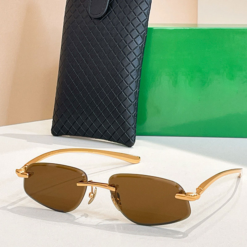 Designer mens rectangular sunglasses BV1694LS frameless green lens metal frame popular men glasses UV 100% protection fashionable party man sunglass