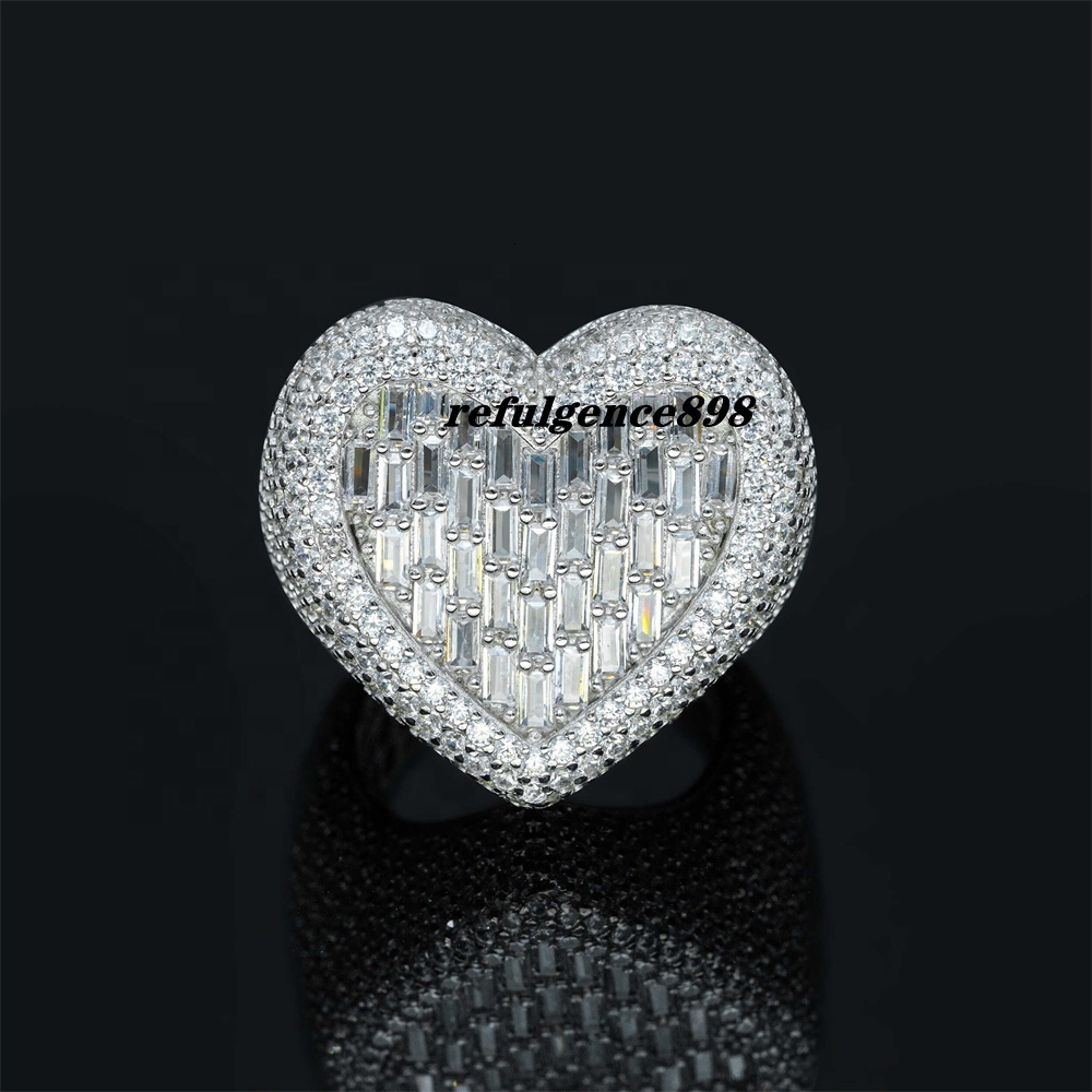 New Design Silver Hiphop Jewelry Finger Ring Real Gold Plated Hip Hop Iced Out Rings Men Diamond VVS Moissanite Ring