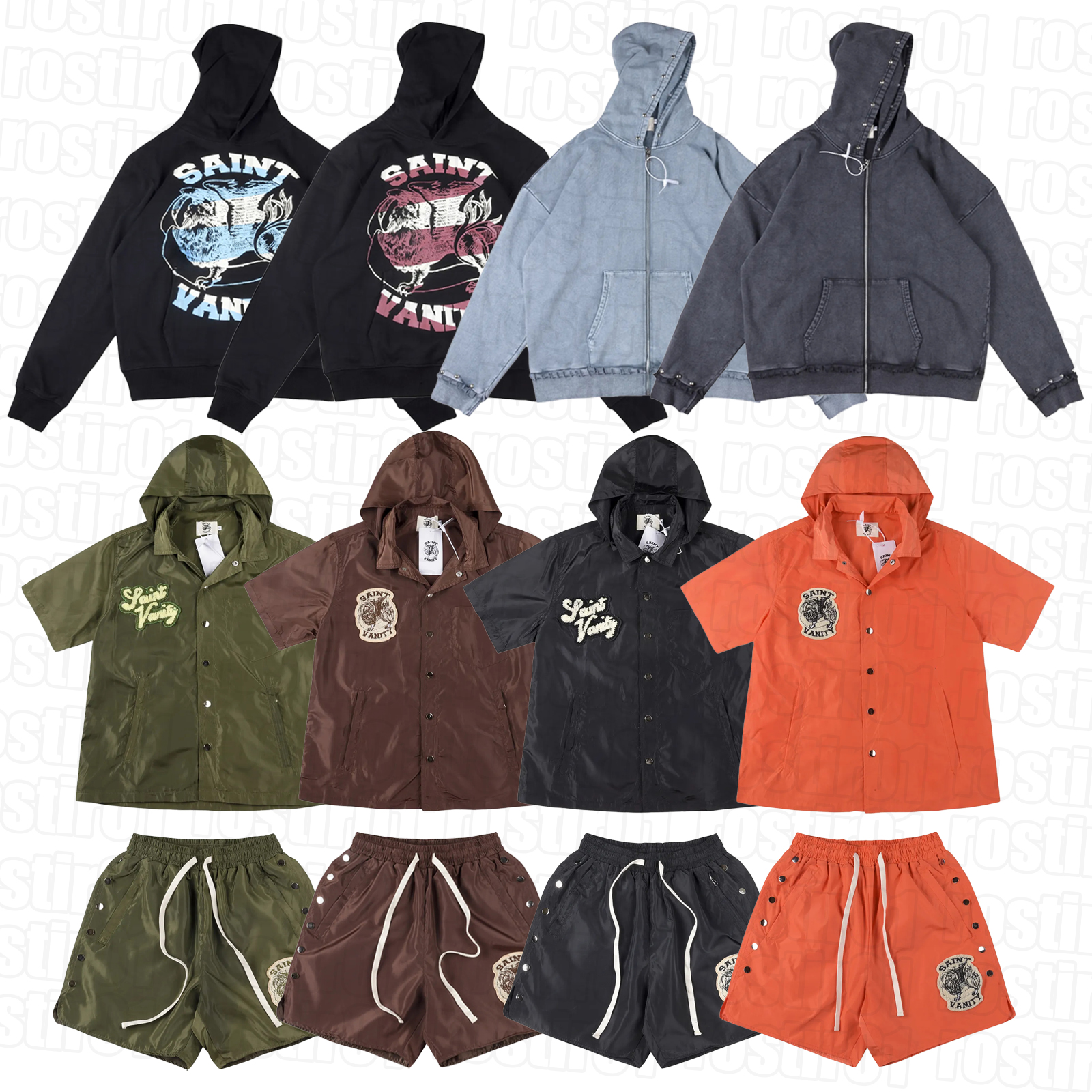 saint VANITY Designer Men's hoodies Pants Shorts Windbreaker Jackets Pullover Hip Hop Y2K Vintage Washed Sweatshirt Casual SAINT VANITY Jogger