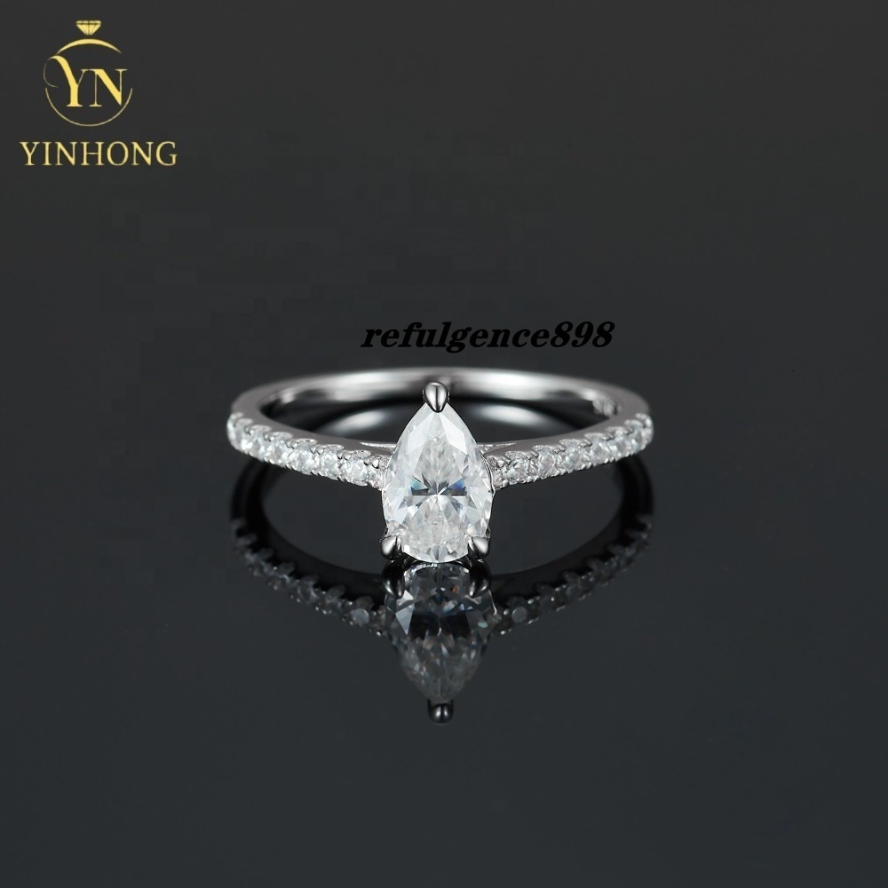 Pear Moissanite Ring Gra Pass Test Custom S925 Sterling Silver Rings Women