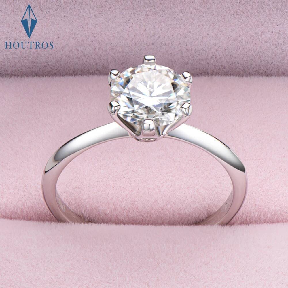 1ct 2ct 3ct Moissanite Wedding Ring Gra Certified 6-Claw Round 925 Silver 18k Gold Plated Diamond Engagement Band Fine Jewelry