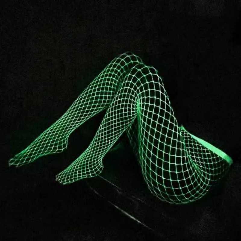 Sexy Womens Underwear Glows in The Dark Open Body Socks Fluorescent Light Outdoor Sex in Public gbamboo_77V8