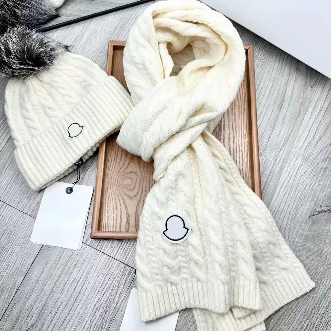 luxury brand beanie Women Men Scarf Hat two-piece set long scarf Fashion soft breathable 100% wool warm autumn and winter thicker