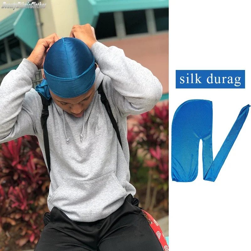 Unisex Adult Satin Long Tail Doo Rag Durag Bandanas Cap Pirate Hat Turban Men Hip Hop Headband Biker Headwrap Women Headwear250812