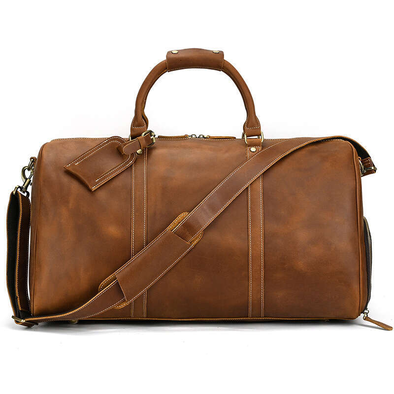 Crazy Horse Handheld Travel Large Capacity Luggage Genuine Leather Crossbody Shoulder Men's Gym Bag