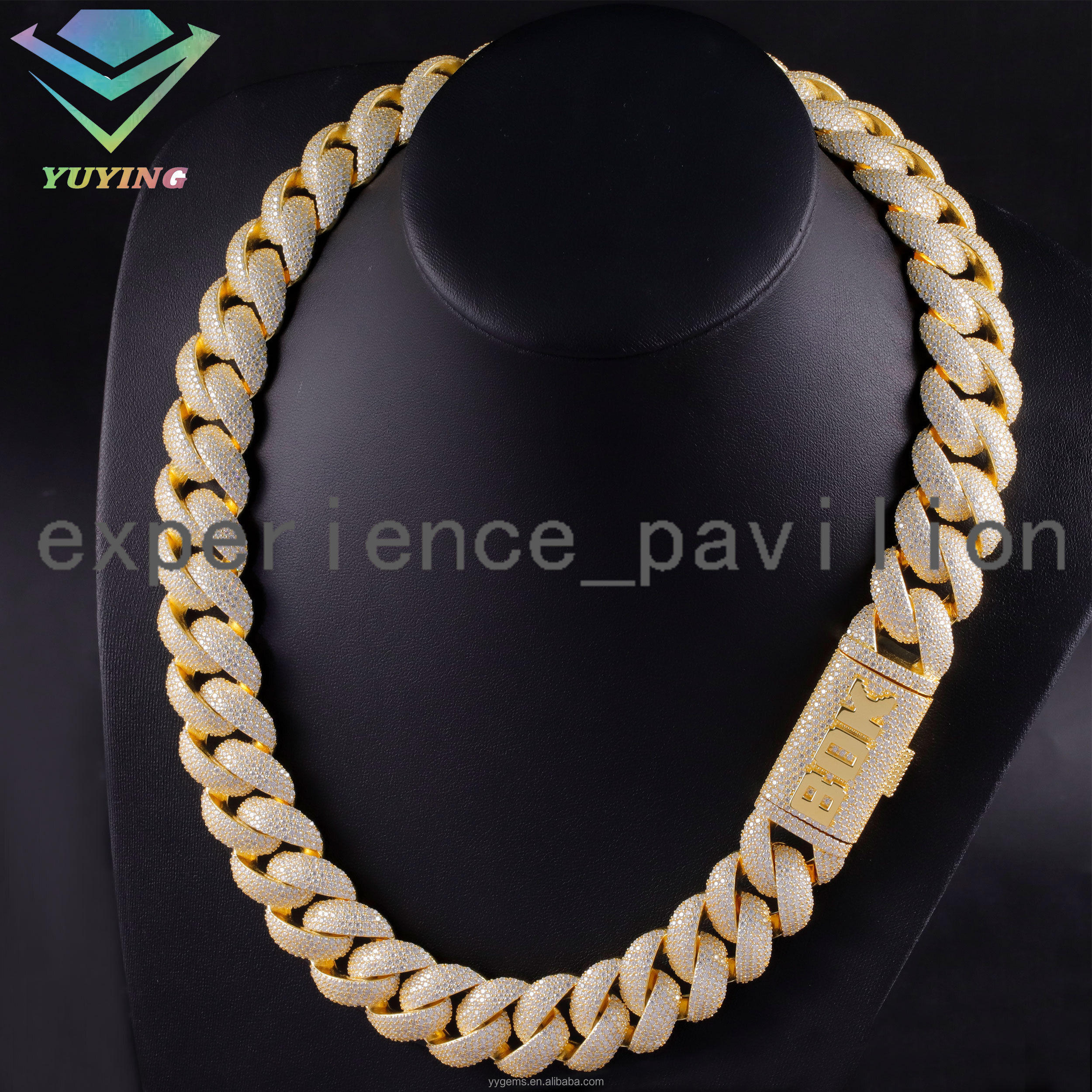 22mm Handmade Cuban Chain Miami Round Heavy Chain S925 Silver Yellow Gold Plated Custom Name Clasp Ice Out Moissanite Necklace