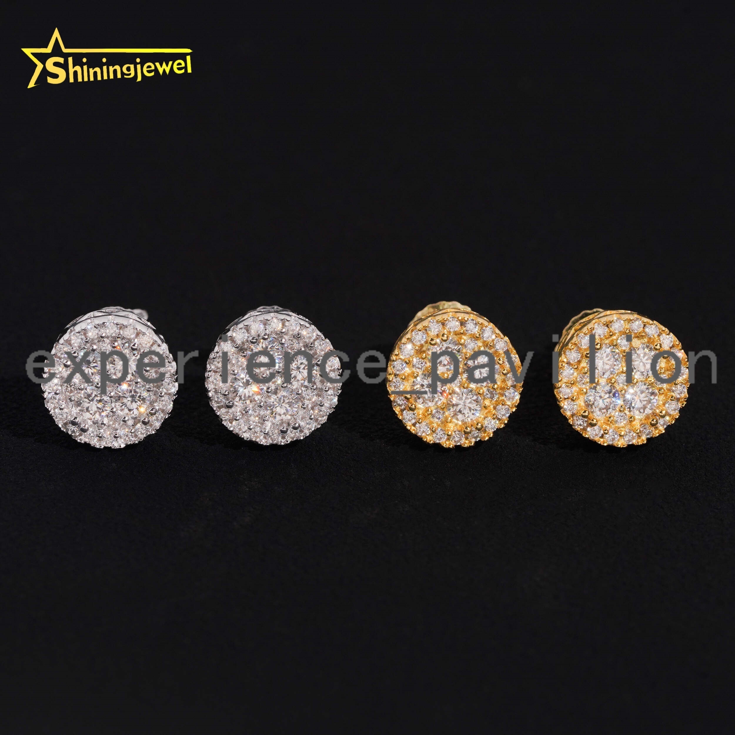 Wholesale 9.5mm Earrings Moisssanite Gold Plated Sterling Silver 925 Screw Back Stud Earrings Iced Out Jewelry