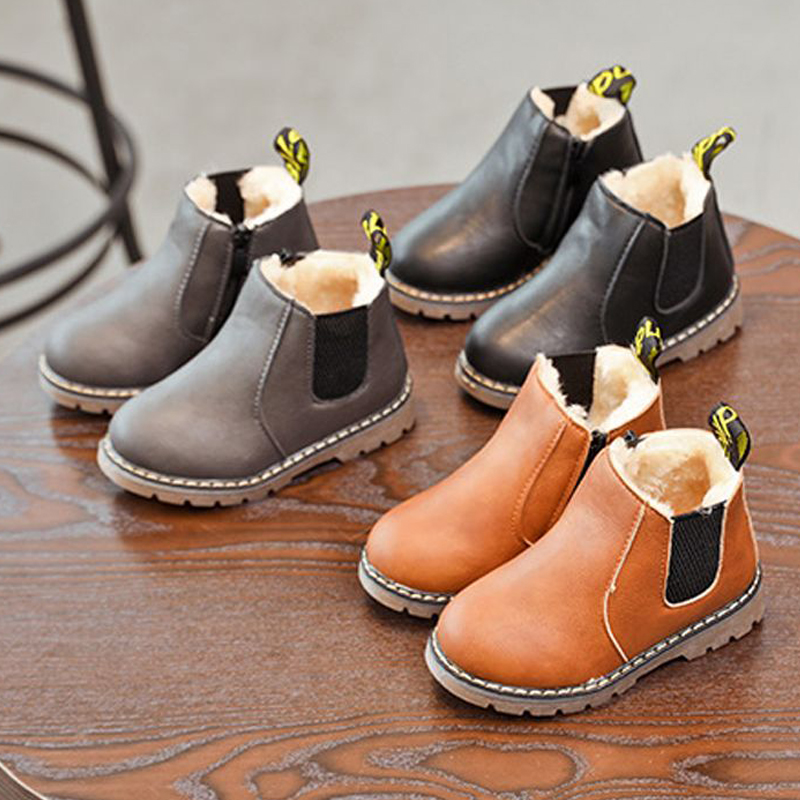 Children Shoes Fashion Kids Boots Autumn Winter Soft Leather Toddler Riding Boots Walkfashion Boys Ankle Boots Girls Casual Shoes Size 21 - 36 W0514