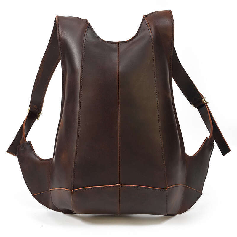 Minimalist Genuine Crazy Horse Leather Personalized Casual Cowhide Men's Backpack