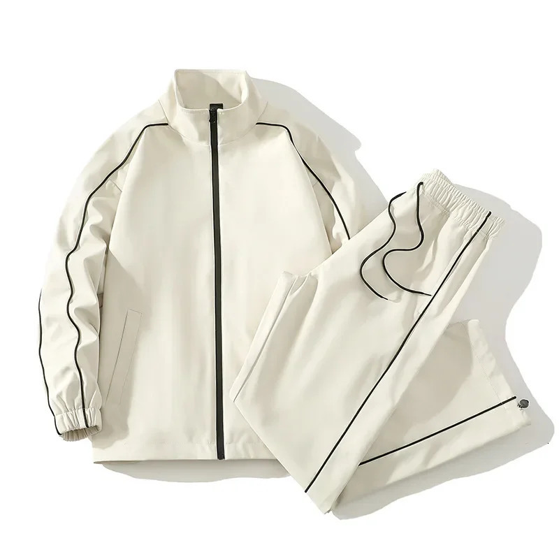 Veste à col de support d'automne pour hommes et femmes pantalon à patte droite décontractée couple couple de vent de vent, top final final Matéri