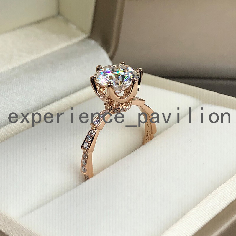 Nouveau design de style anneau de mariage serpentin 18 carats jaune or 1-3ct d couleur ronde rond brillant coupe Moissanite six dents pour le mar