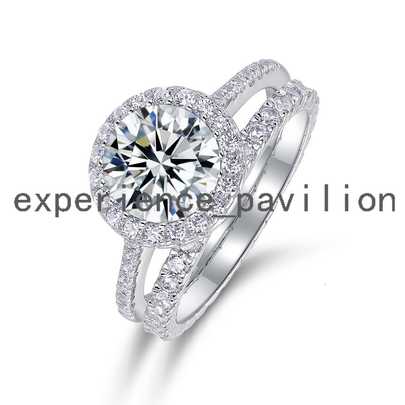 Custom Round Shape Halo Design Vvs1 Gra 1.5ct 2ct 8mm Moissanite Diamond Wedding Ring Set Jewellery for Couple