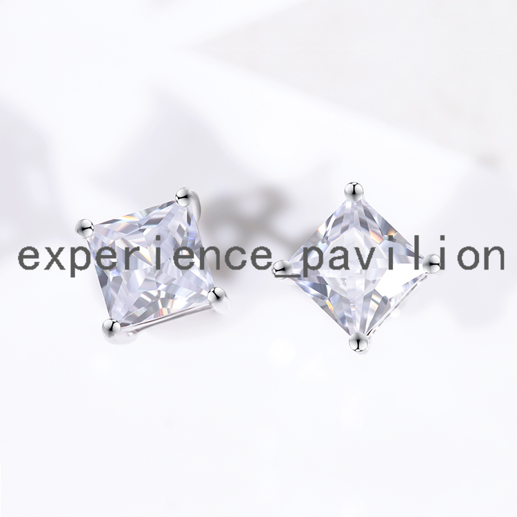 Unisex Classic 1.2ct Princess Cut Moissanite square Shape Diamond 925 Sterling Silver Moissanite Earrings Studs