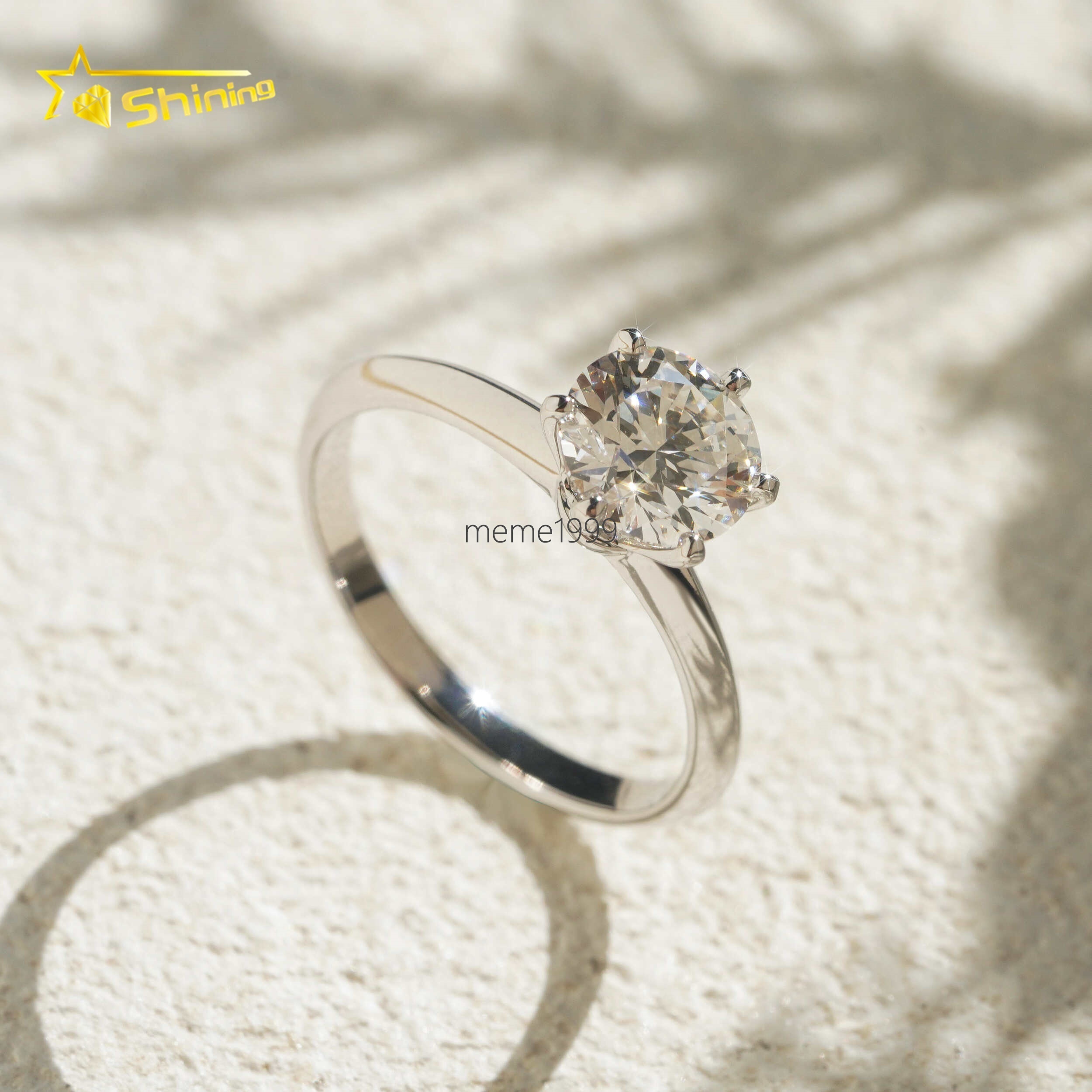 Hot Sale Classic 6 Prong Basket Setting 1.53CT 14k Solid Gold Lab Diamond Engagement Ring