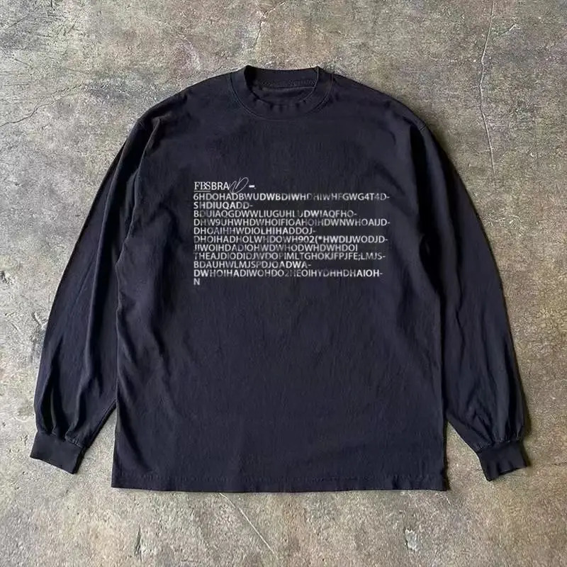 Hommes T-shirt Streetwear Lettre surdimensionnée Automne Hipn Hop Hop Corée à manches longues Y2K TEES TEES COTTON Graphique Unisexe Vêtements 25