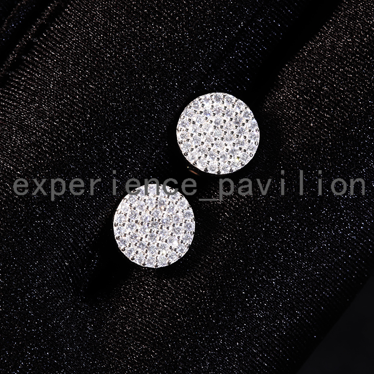 Iced Out Round Brilliant Handmade Insert Moissanite Vvs Silver 925 Plated Solid Gold Fashion Earrings