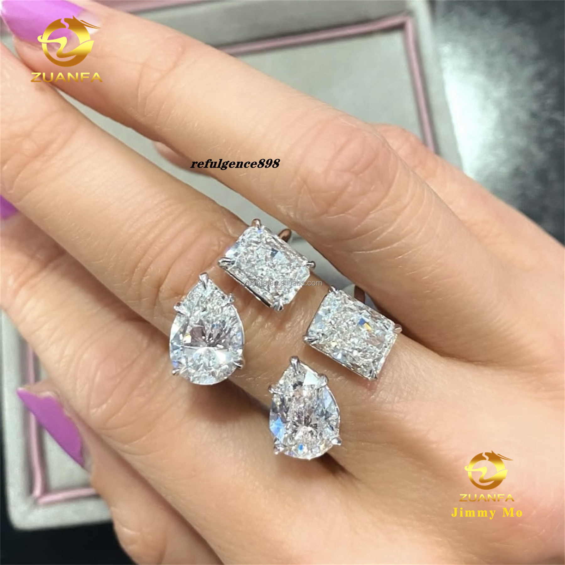 Custom Engagement Jewelry 14k Solid White Gold IGI Certificates Bridal Two Stones 3Ct CVD Lab Grown Diamond Solitaire Ring