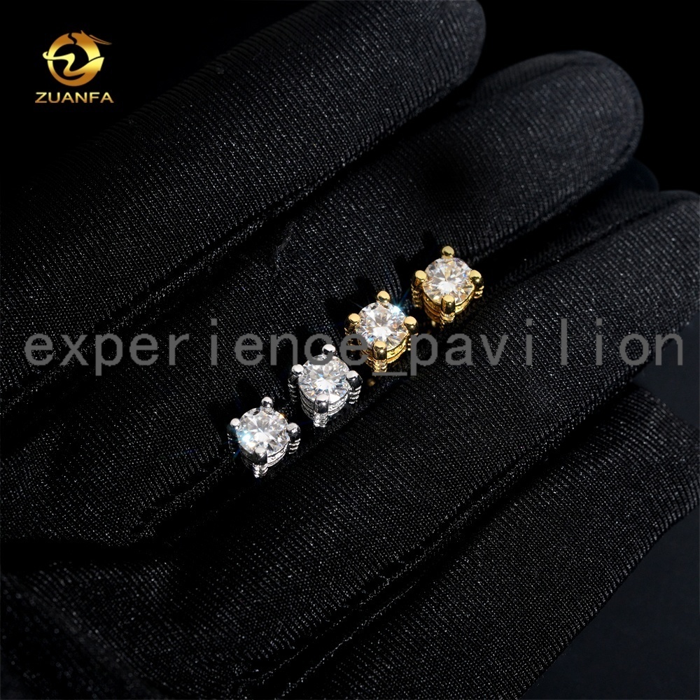 Fashion Jewelry Screw Back 5mm Moissanite GRA Certificate Hip Hop 925 Silver Diamond Earrings