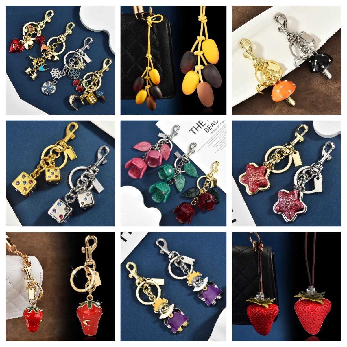 20style Designer Exquisite keychain Wallet Key Chain Metal Luxury Keyring For Women Flower Pendant Charms Fashion Vintage Lovely Handbag Accessories