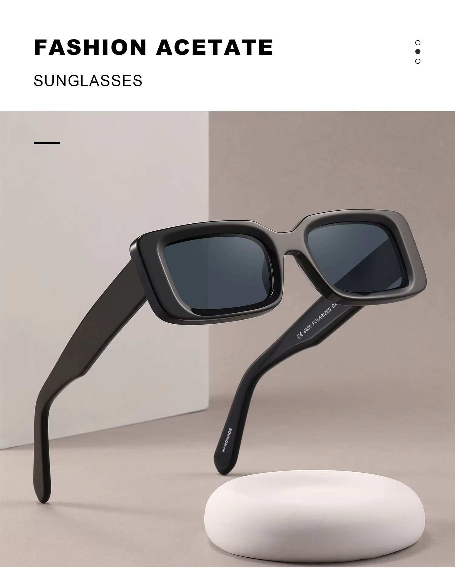 2025 Retro Acite Acite Polarisé Lens Des lunettes de soleil Coupries Small Small Rectangular Acid Acid Sunglasses