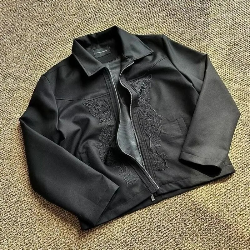 Streetwear Fashion Oversized Pattern Embroidered Baggy Jacket Men And Women Y2K Gothic Hip Hop Couple Windbreaker 250818