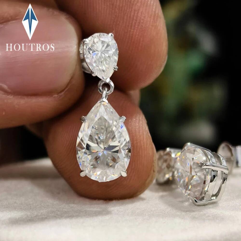 7CTTW Pear Cut All Moissanite Drop Earrings for Women 925 Sterling Silver Water Drop Diamond Earrings with GRA Luxury Jewelry