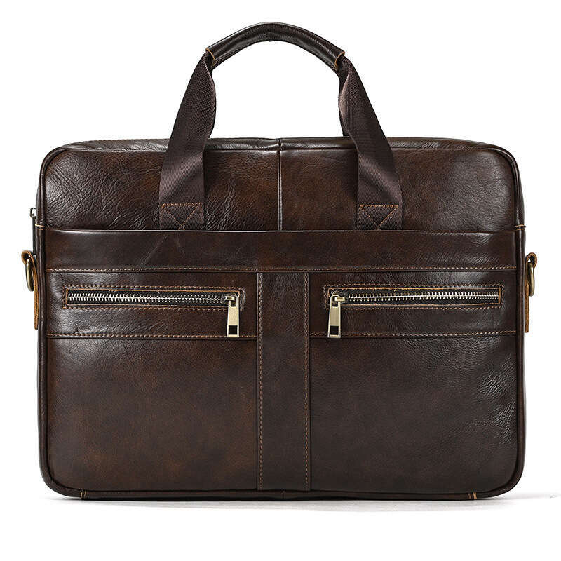 New Genuine Leather Briefcase Top Layer Cowhide Handheld Laptop Men's Single Shoulder Crossbody Business Bag