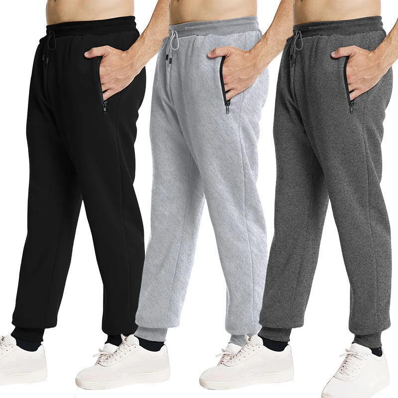 Pantalon de survêtement côté fermeture éclair poches hommes joggeurs pantalon de piste élastique sport pantalon décontracté de gym de fitness bag