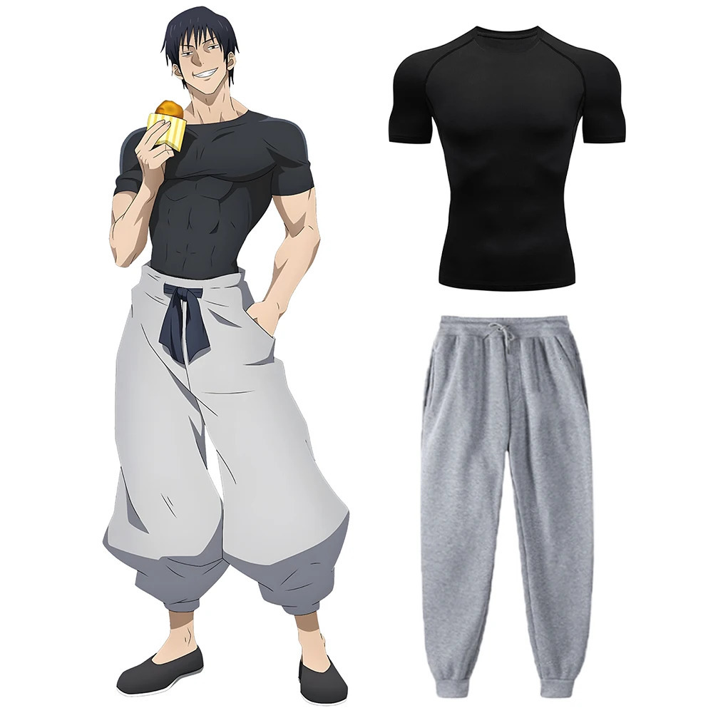 Anime Jujutsu Kaisen Toji Compression Shirt Set Casual Performance Set Mens Athletic Workout Quick Dry TeeSweatpants Unisex250820