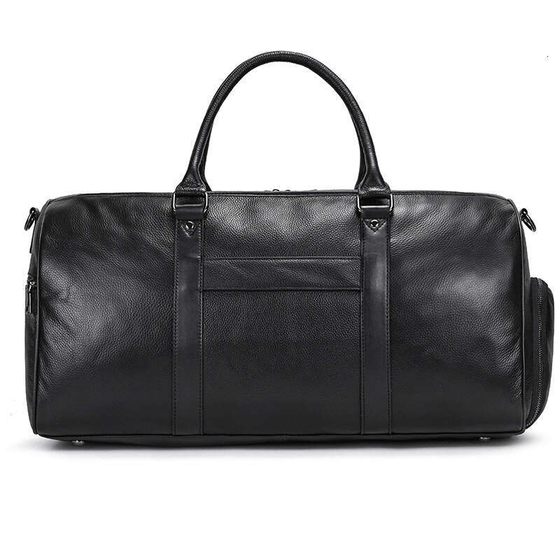Men's Genuine Leather Travel Waterproof Dry Wet Separation Business Trip Moving Luggage Handheld Gym Bag