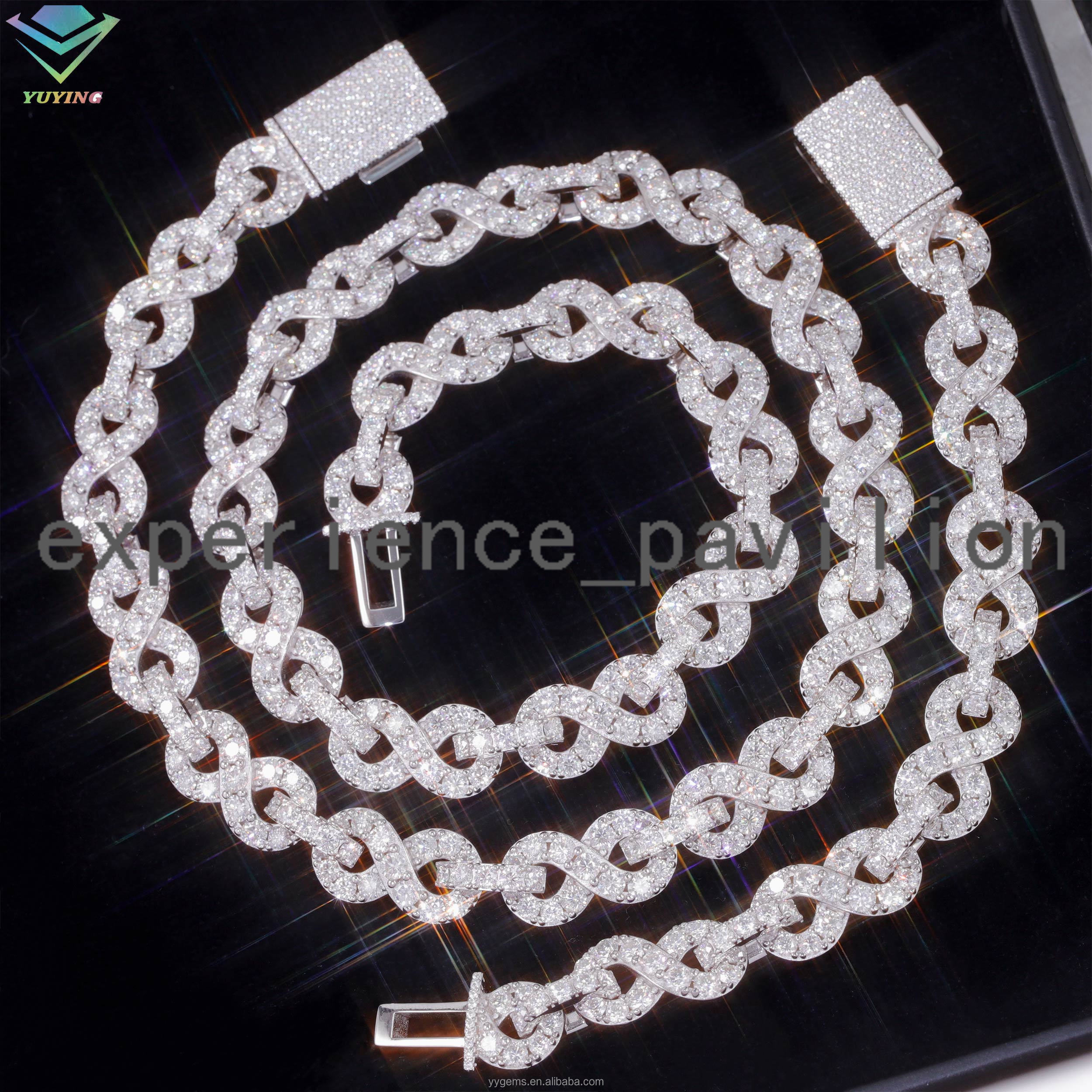 13mm Infinite Iced Out Cuban Link Chain S925 Sterling Silver Vvs Moissanite High Quality Infinite Cuban Hip Hop Necklace