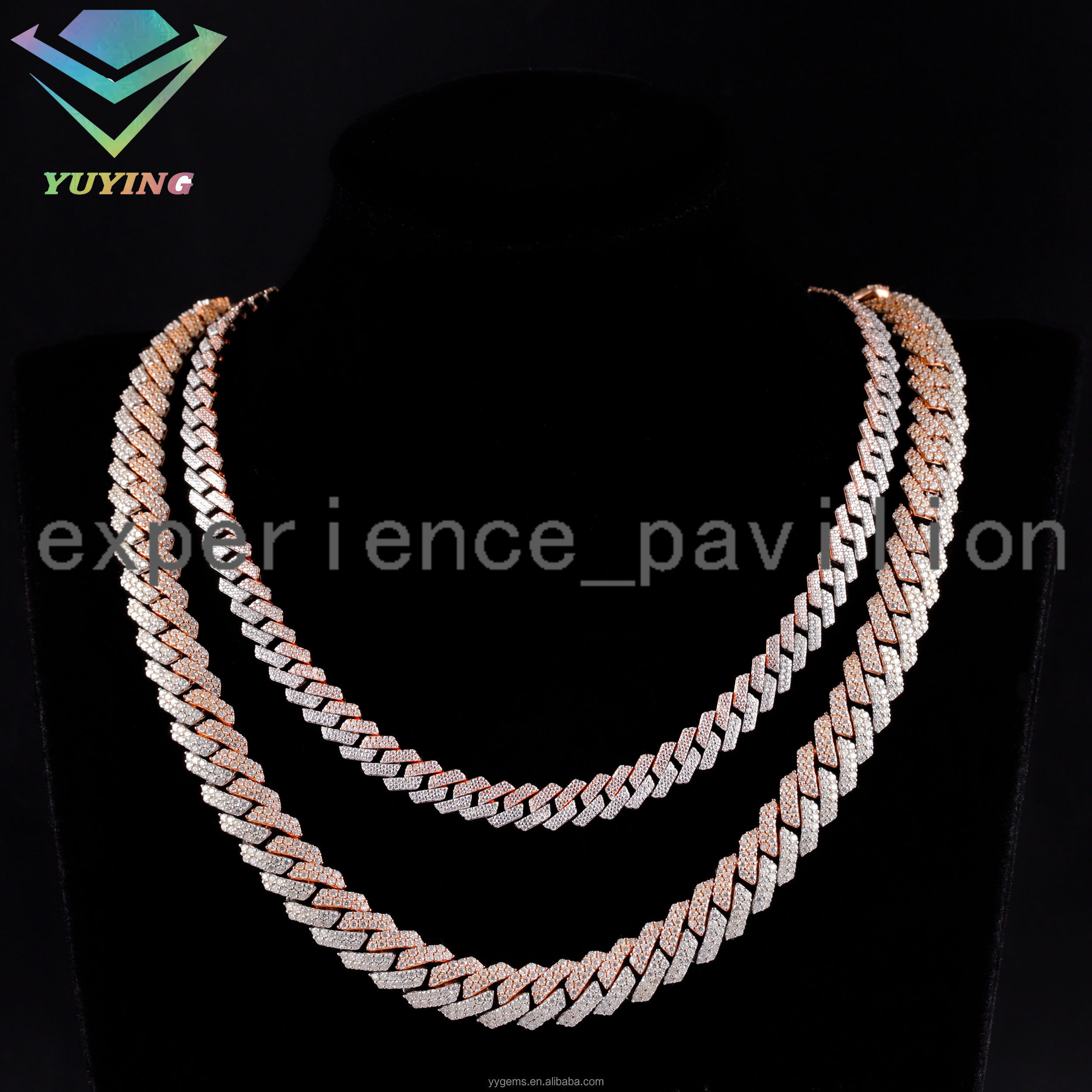 New Arrived 12 10 8 mm 2rows Iced Out Cuban Link Chian Vvs Moissanite Pass Diamond Tester 925 Silver Fine Jewelry Necklaces