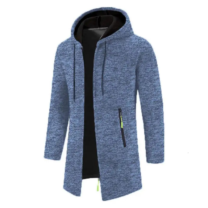 Spring Autumn Mens Hooded Long Jackets Solid Kintting Cardigan Outwear Casual Male Coats Zipper Warm Streetwear Hoodies Jacket250820