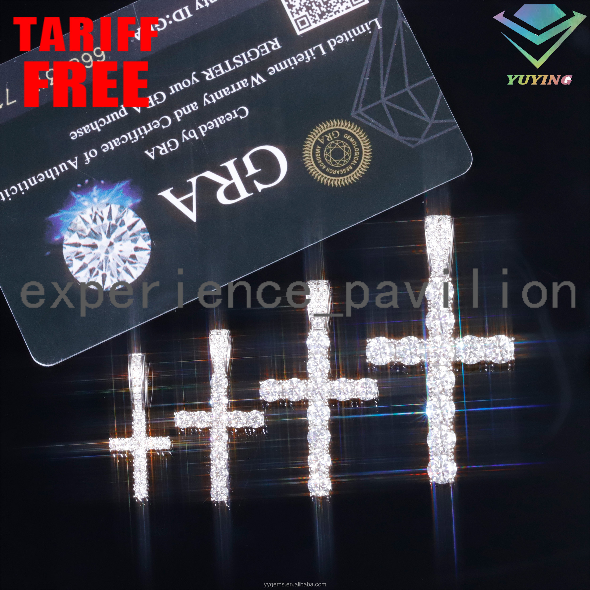 Hip Hop Jewelry White Gold Plated 925 Silver VVS Moissanite 2mm to 6.5mm Cross Pendants Wholesale Price