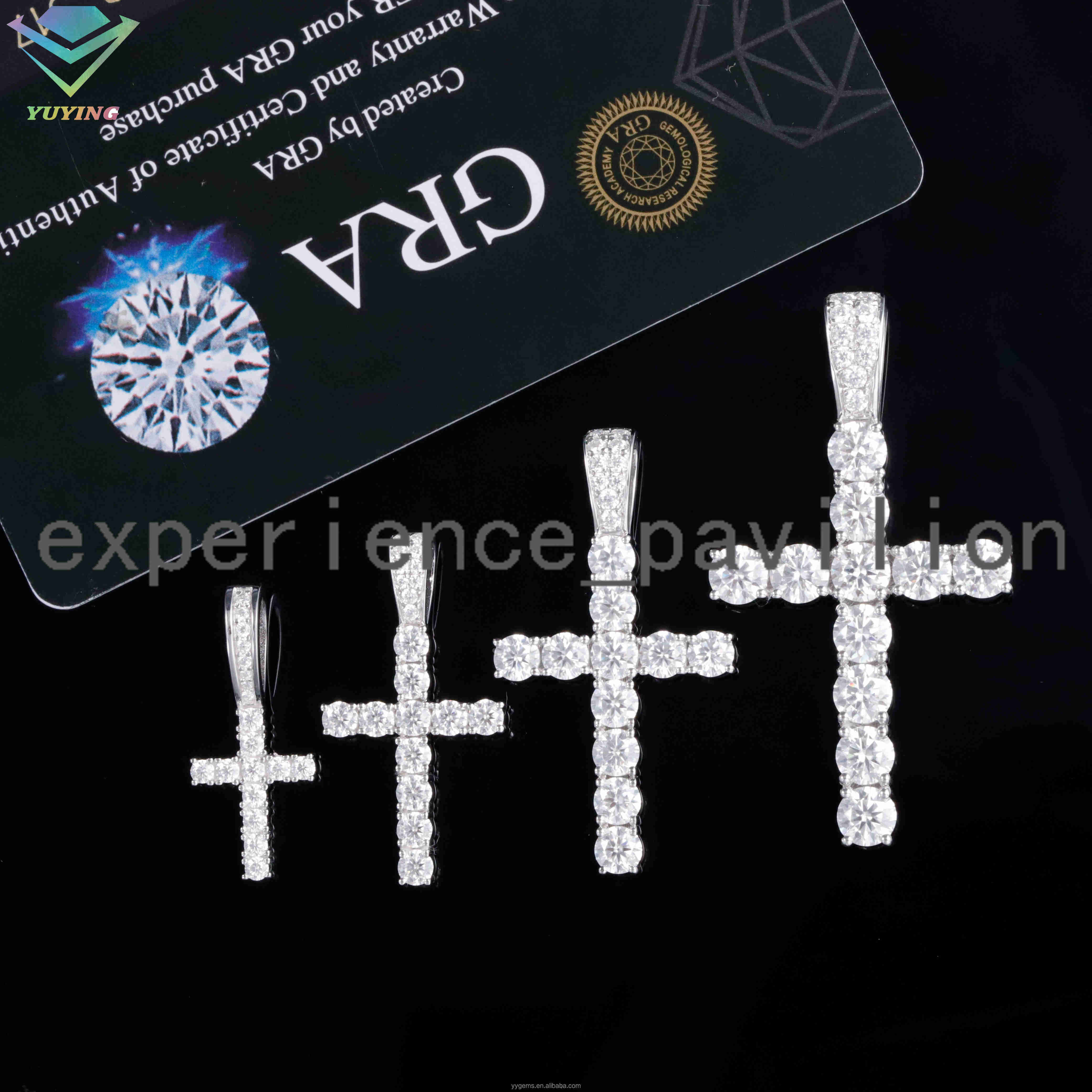 Fashion Cross Pendant White Gold Plated Silver Material With D Vvs Moissanite Cross Pendant for Women Men Jewelry