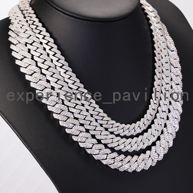 Hip Hop Chain 8mm 10mm 12mm 14mm Iced Out Moissanite Diamond Necklace 925 Solid Silver Cuban Link Chain for Men