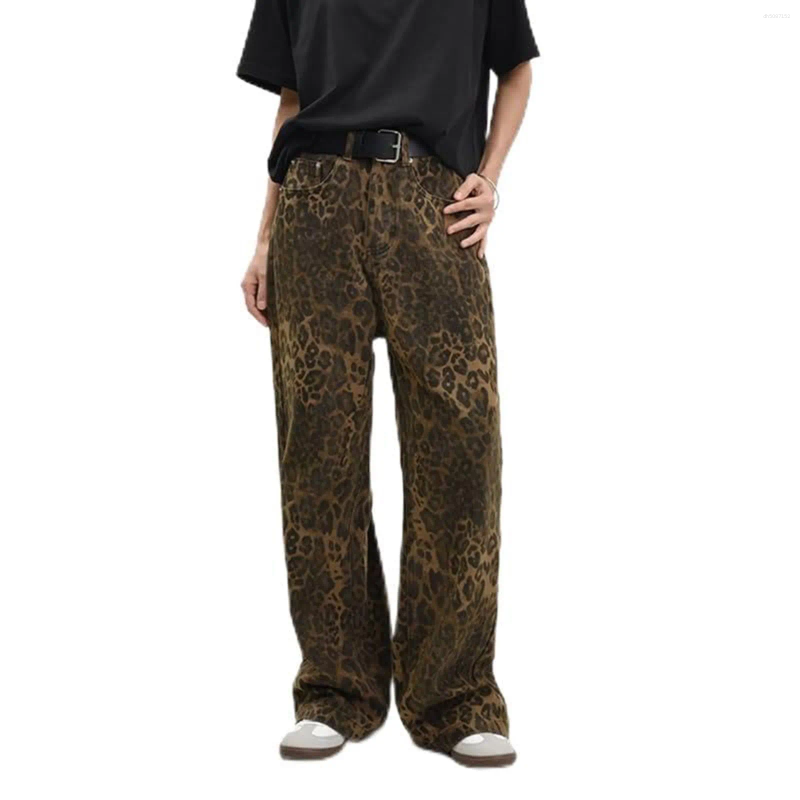 Women's Pants Leopard Retro Fashion Printed Trousers Versatile Baggy High Waist Wide Leg Daily Sweatpants Y2k Ropa De Mujer