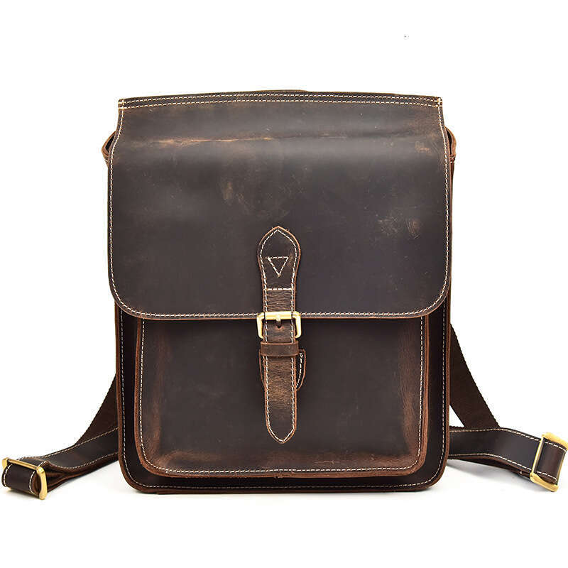Cowhide Genuine Business Fashion Crazy Horse Leather Laptop Backpack Travel Men's Bag