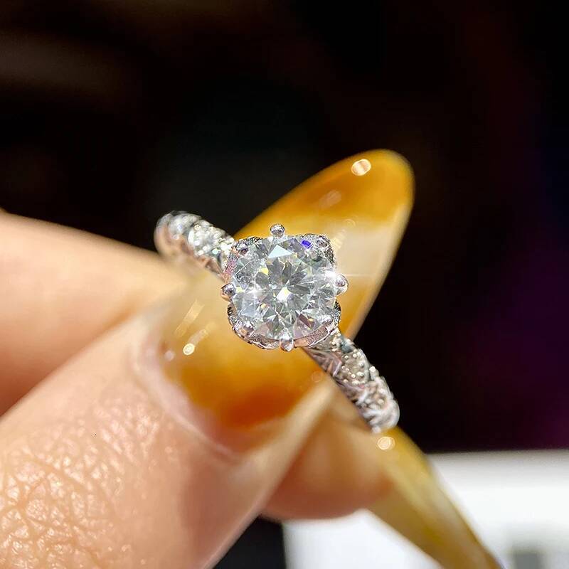 KNB Shine 1CT Certified Moissanite Diamond Crossed Octopus Stone Rings for Women Real 925 Sterling Silver Luxury Fine Jewelry