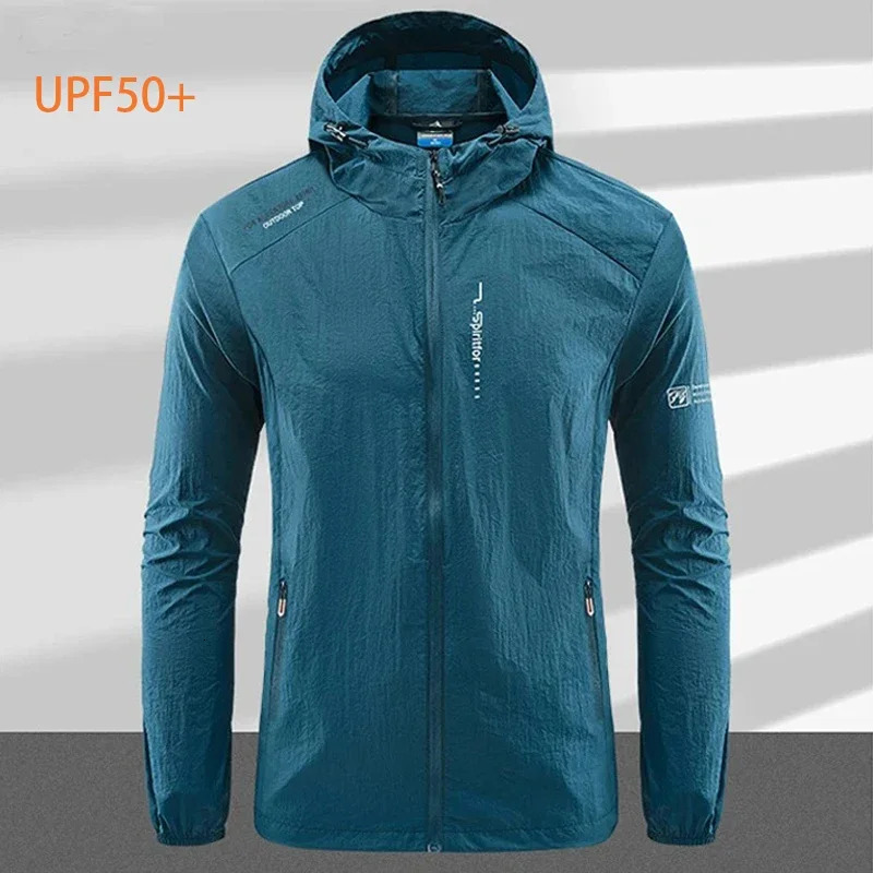 Mens UPF 50 UV Protection Windbreaker Quick Dry Jacket Outdoor Sun-Protective Thin Hiking Fishing Cycling Hooded Sport Light250813