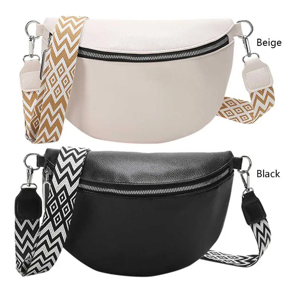 Women Messenger Bags Wide Jacquard Strap Ladies Handbags PU Leather Fashion Casual Solid Color Portable Simple for Travel Sports 250815