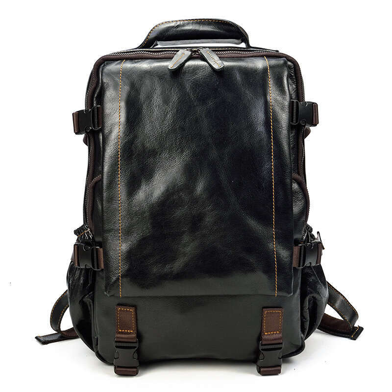 New Men's Genuine Leather Fashion 15.6inch Laptop Backpack Travel Bag Versatile Style