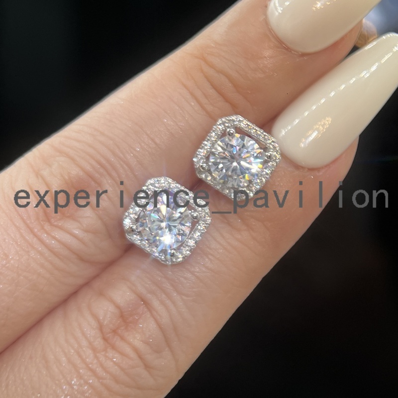 GRA VVS GRA VVS 0,5 1 2CT HALO CUSHION Square Forme Moissanite Diamond 925 Boucles d'oreilles STALY STAD POUR LES FEMMES BIJOURS DE LIGNE