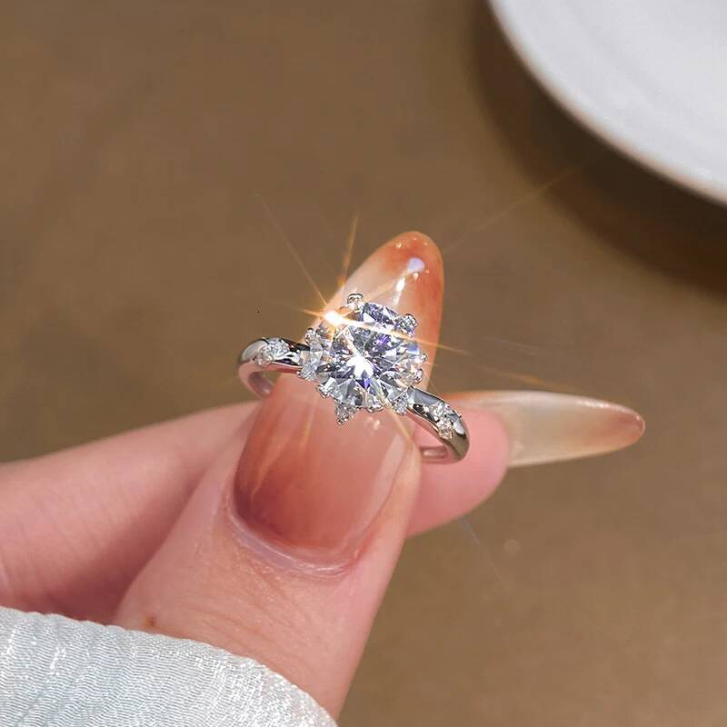 KNB Luxury Moissanite Diamond Gemstone Rings for Women 925 Sterling Silver D color Solitaire Wedding Engagement Fine Jewelry