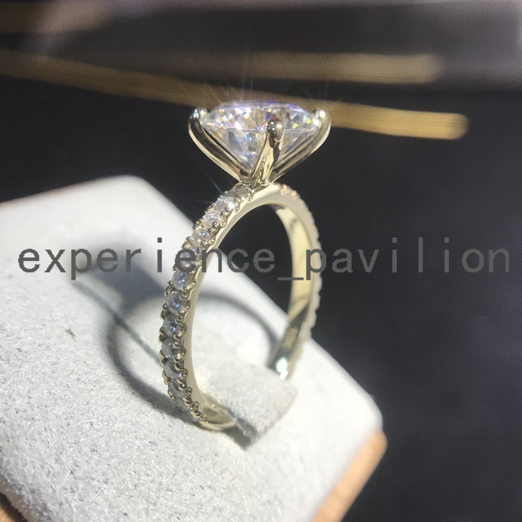 Single 2ct Moissanite Vvs Clarity Pass Diamond Tester 14/18k Solid Yellow Gold Ring for Engagement