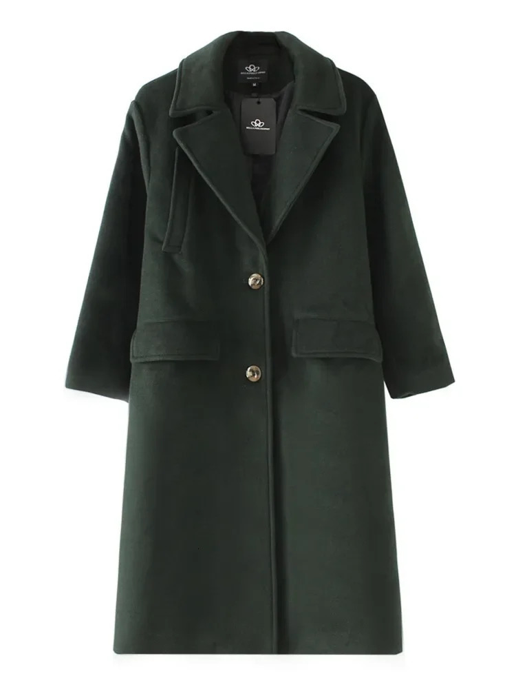 Mélanges de laine solide d'hiver Coat Femmes Collier de la longueur Midlegle Longue Lesdies Straitement Casual Overcoat Vêtements féminins 250820