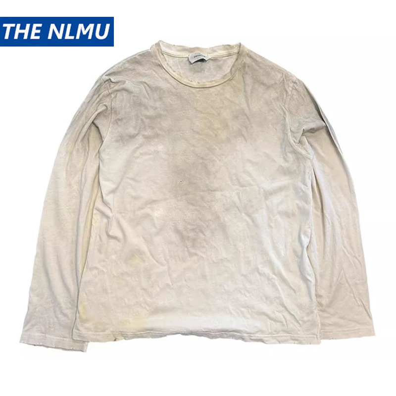 Vintage Long Sleeve T Shirts Hop Hip Streetwear Harajuku Dirty Washed Tshirts Loose Casual Tee Tops Unisex Retro Y2K 250820